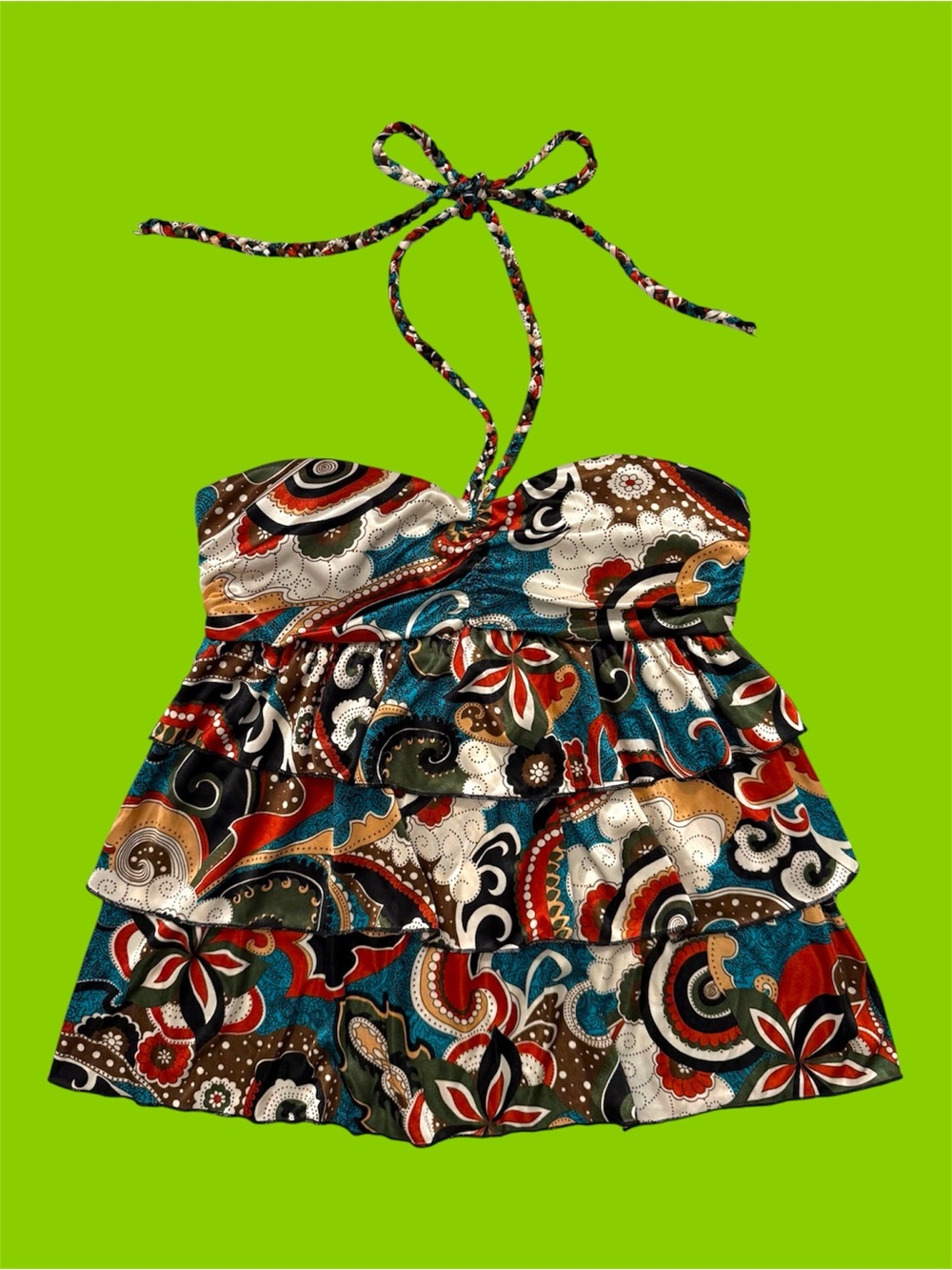 Rampage Y2K Boho Paisley Halter Top
